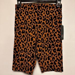 Women's Wild Fable Leopard Cheetah Print Stretch High-Rise Bike Shorts Yoga S